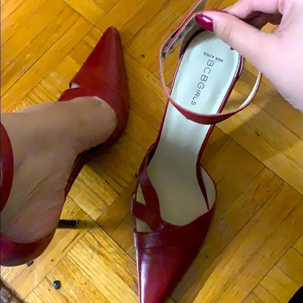 Red strappy heels
